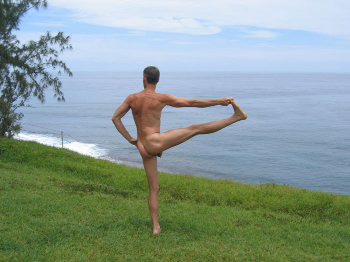 Naked yoga male